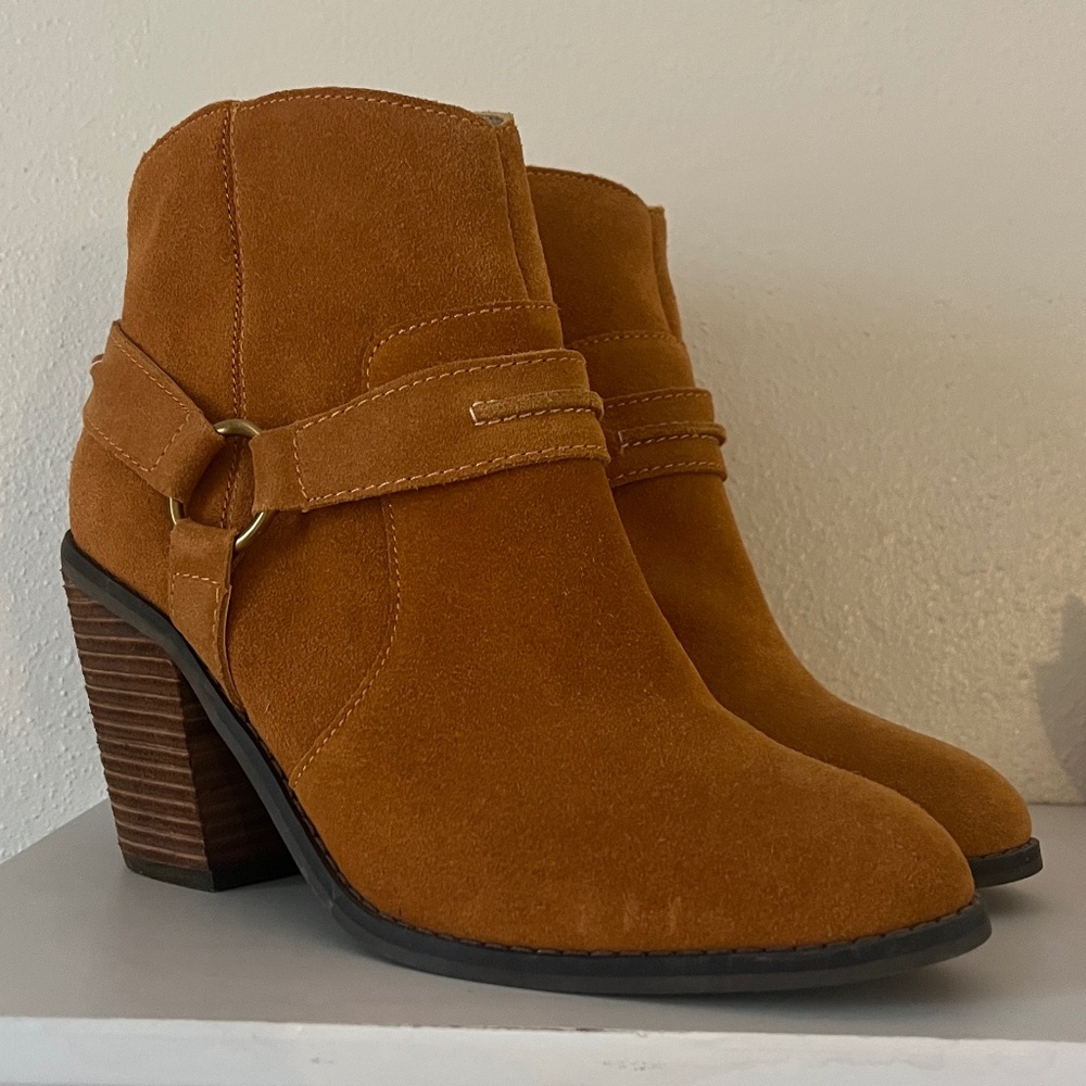 Anthropologie Suede Ankle Boots, Size 8